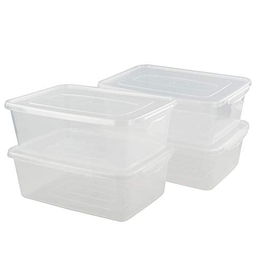 Jekiyo Clear Plastic Storage Bin, 14 Quart Latching Box Container with Lid, 4 Packs - size: 14 Quart