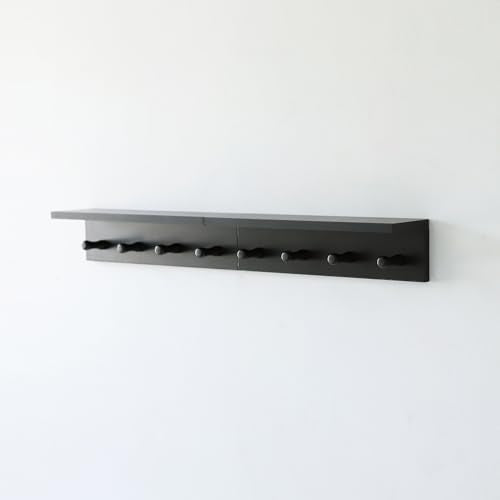 Entrance Coat Rack ，Coat Hooks, Wall-Mounted Wooden Hook Rack, Wall-Mounted Shelves are Very Suitable (Black Color Finish—A-2) - style: black color finish—A-2