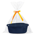 Pro Goleem Small Woven Basket with Gift Bags and Ribbons Durable Baskets for Gifts Empty Small Rope Basket for Storage 12"X 8" X 5" Baby Toy Baskets with Handles, Navy Blue - color: navy blue