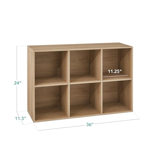 Best Choice Products 6-Cube Storage Organizer, 11in Shelf Opening, Bookcase, Display Shelf, Customizable w/ 3 Removable Back Panels – Light Oak - color: Light Oak, size: 6-Cube, 11in Shelf Opening