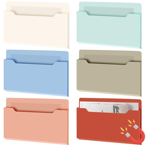 Fuutreo 6 Pcs Magnetic Wall File Organizer Magnetic Wall File Holder Refrigerator Magazine Holder for Mail Letters Paper(Vintage Boho,Horizontal-large) - color: Vintage Boho, size: Horizontal-Large