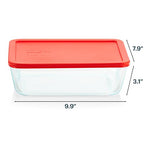 Pyrex Simply Store Glass Food Storage Container, Snug Fit Non-Toxic Plastic BPA-Free Lids, Freezer Dishwasher Microwave Safe, 11 Cup - size: 11 Cup