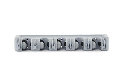 ForHauz Broom Holder with 5 Holding Positions & 6 Hooks, Easy Wall Mount Storage for Organizing Garage or Closet (Pack of 2) - size: 1 Count (Pack of 2)