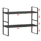 2Pack Expandable Cabinet Countertop Shelves 16.5-27’’L, Adjustable Metal Spice Rack Organizer, Stackable Kitchen Counter Storage Shelves Organizers for Cabinet Organization, Black - size: 2Pack-Special-10.2''Wx(16.5-27'')Lx9.6''H-Black