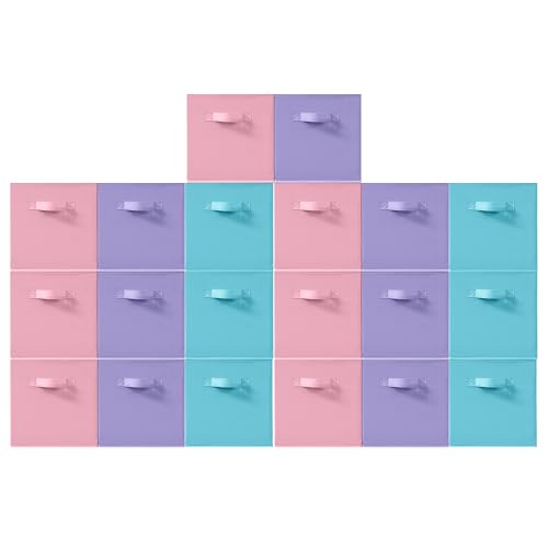Storage Bins, 11 Inch Fabric Storage Cubes, Collapsible Cube Storage Box, Fabric Closet Organizers with Handle for Home, Closets, Bedroom, Living Room, Multi-Color, 20 Set, 3 Color - color: Multi-Color, size: 20 Pack