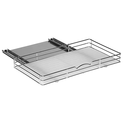 Pull-Out Cabinet Spice Rack Organizer - Slim Slide-Out Storage for Spices, Bottles & Jars, Premium Heavy-Duty Steel, Easy Install for Narrow Kitchen Cabinets - 20 ⅜ W x 10 ½ D x 2 ¾ H, Chrome - size: 20 Inch - Single