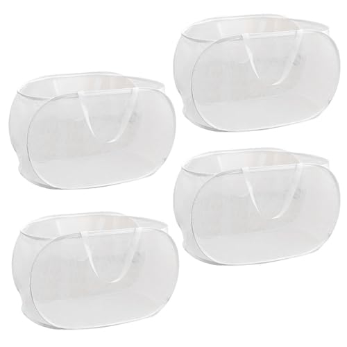 4 Piece Popup Mesh Laundry Basket Durable Handles Collapsible Laundry Baskets Folding Clothes Pastic Hamper for Laundry Room College Dorm (White) - color: White
