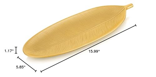 Hanobe Decorative Bowls for Home Decor: Leaf Shaped Wood Key Tray Entryway Decor Leaves Bowl for Fireplace Mantel, Gold - color: Gold, size: 16" x 5.9" x 1.2"