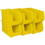 Akro-Mils 30265 AkroBins Plastic Storage Bins, Space-Saving Stackable Bins for Garage, Pantry, Craft Organization, 18-" x 8.25-" x 9-", Yellow, 6-Pack - color: Yellow