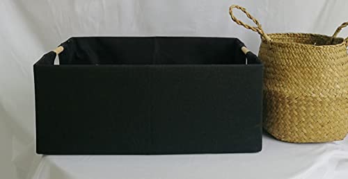 Storage Bin for Shelves Rectangle Closet Baskets Foldable Box with Handles Black Storage Boxes for Home Office Car Dormroom - color: Black-2sets