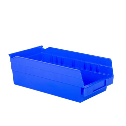 Hudson Exchange 12 x 6 x 4" Plastic Nesting Storage 12” Shelf Bin Container - 15 lb Capacity, Blue - color: Blue, size: 1 Pack