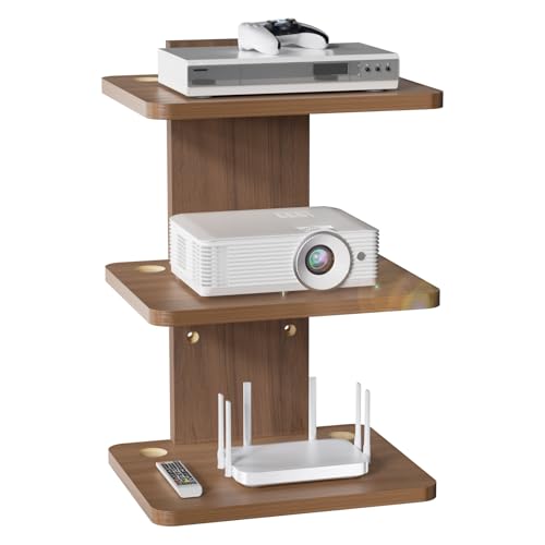 WALI Floating TV Shelf, 3 Tier Projector Shelf for DVD Players, Routers, Game Consoles, Cable Boxes, Living Room Decor Accessories, Wall Mount Shelves Holds Up to 22lbs (CS303N), 3-Shelf, Walnut Brown - color: Walnut Brown, size: 13.78 x 11.02 Inch