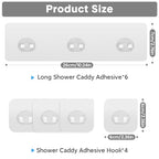 Shower Caddy Adhesive Replacement, Transparent Strong Adhesive Hooks, No Drilling, Waterproof, for Shower Caddy, Bathroom Storage Shelves and Kitchen Racks (Triple*6pcs + Single*4pcs) - color: ‎6 Triple + 4 Single