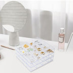 4 PCS Stackable Jewelry Organizer Tray, Plastic Storage Box with 16 Mini Grid (1.57''), Clear Organizer Tray for Drawer Dresser Vanity Desk, Jewelry Storage Box for Necklaces Bracelets Rings Earrings