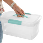 Sterilite Medium Nesting ShowOffs, Stackable Small Storage Bin with Latching Lid and Handle, Plastic Container to Organize Home, Clear, 30-Pack - size: Medium, style: 30-Pack