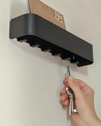 Kazai. Key Holder for Wall 'Tone' | Minimalist Key Hooks Design from Berlin | Modern Key Hanger with Metal Shelf | Key Hook Wall Mounted as Hallway Furniture | Black - color: Black
