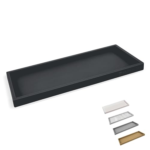 Spacewiser Countertop and Vanity Tray - 11.7" Silicone Bathroom Tray Countertop, Dish Soap Trays for Kitchen Counter, Organizer Accessories Caddy, Toilet Laundry Shower Oil Makeup Mat, Black - color: Black, size: Large 11.7”