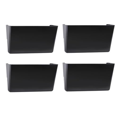 EASEPRES 4 Pack Black Single Pocket Hanging File Organizer, Plastic Wall Mount Paper Mails Magazines Holder, Mounted Folder Bins for Office, School and Home, 12.99x4.13x7.48 inches - color: Black, size: 4 Pack