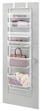 Whitmor Over The Door Organizer - 6 Sections - Pantry, Bathroom, Accessory Organizer - Metal and Mesh - White