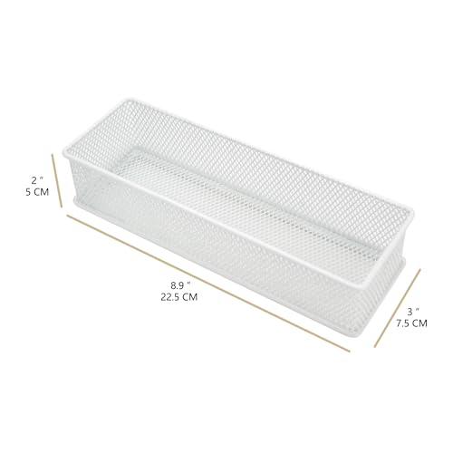 Annova Mesh Stackable Drawer Cabinet and Shelf Organizer Bins Storage Basket School Office Supply Holder Tray- Set of 2 (White, 3x9x2 Inch) - color: White, size: 3x9x2 Inch