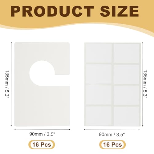 uxcell Clothes Dividers 16 Pack Blank Clothing Rack Size Sorting Reusable Large Wardrobe Rectangular Clothing Closet Dividers White
