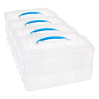 Snapware Snap 'N Stack Portable Storage Bin for Tools and Craft Storage, 14.1 x 10.5-Inch Clear BPA-Free Container, Tool Box with Stackable Trays, Microwave, Freezer and Dishwasher Safe (Pack of 4) - size: 14.1 x 10.5-Inch (Pack of 4)