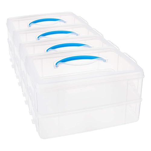 Snapware Snap 'N Stack Portable Storage Bin for Tools and Craft Storage, 14.1 x 10.5-Inch Clear BPA-Free Container, Tool Box with Stackable Trays, Microwave, Freezer and Dishwasher Safe (Pack of 4) - size: 14.1 x 10.5-Inch (Pack of 4)