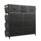 WLIVE Dresser for Bedroom with 10 Drawers, Fabric Dresser Chest of Drawers with Side Pockets and Hooks, Sturdy Metal Frame, Drawers Organizer Unit for Living Room, Hallway, Black - color: Black