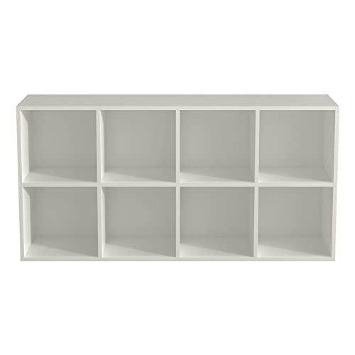 OSCHF 8-Cube Storage Shelf Bookcase - Wooden 4-Tier Floor Standing Open Bookshelf, Modern TV Stand up to 55 Inchs for Home and Office, Warm White - color: Warm White, size: 8-Cube
