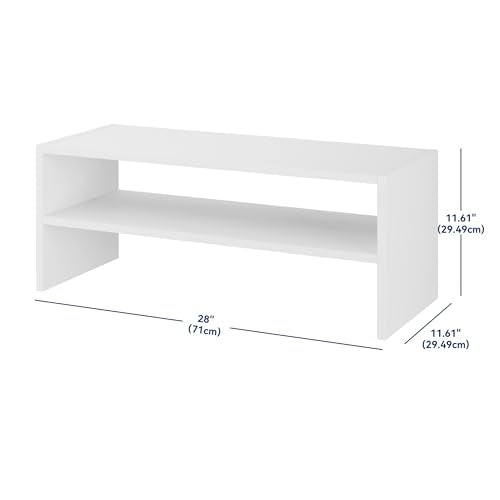 Whitmor Stackable 28" Extra Wide 2-Shelf Storage Organizer, Stackable Wood Combination Shoe Organizer Racks Shelves for Closets, Entryway, Hallway, Garage,White,2 Pack - color: White, size: 28 INCH X2