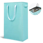 Odonata Slim Laundry Hamper Handles Collapsible Laundry Basket Thin Dirty Clothes Basket Narrow Laundry Bag Foldable Dirty Hamper 45L (Baby Blue) - color: Baby Blue