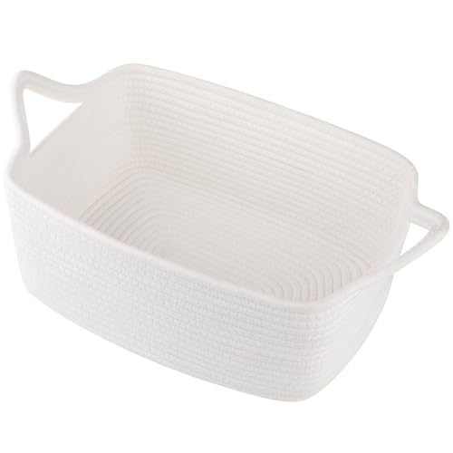 OIAHOMY Woven Basket, Gift Basket Empty with Gift Bags and Ribbons, Rope Baskets for Baby Showers, Storage Baskets with Handles for Nursery, Pet Toy Organizer - White - color: White, size: Medium: 13.5L*10W*6H