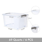 ITYLIFE CITYLIFE 6 Packs 69 QT Plastic Storage Bins with Lids Large Stackable Storage Containers for Organizing Clear Storage Box for Garage, Closet, Kitchen - size: 6 Packs - 69 QT
