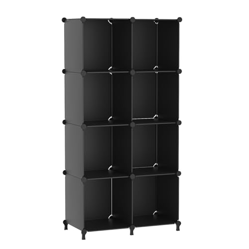 AWTATOS 8 Cube Storage Organizer, Closet Organizer Storage Shelf, Bookcase Bookshelf, DIY Stackable Storage Cubes Shelves for Closet, Bedroom, Home, Office, Black - color: Black, size: 4x2