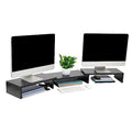Mind Reader Dual Monitor Stand, Desktop Organizer, Laptop Riser, Office, MDF, 51.25"L x 9.25"W x 4.75"H, Black - color: Black