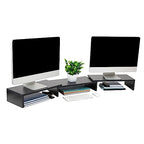 Mind Reader Dual Monitor Stand, Desktop Organizer, Laptop Riser, Office, MDF, 51.25"L x 9.25"W x 4.75"H, Black - color: Black