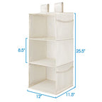 MAX Houser 3-Shelf Hanging Closet Organizer, Hanging Sweater Organizer, Foldable Hanging Shelves for Closet with 2 Velcro, Beige - color: Beige