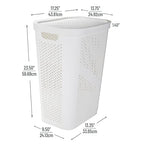 Mind Reader Slim Laundry Hamper with Lid, 60L Clothes Basket, Ventilated Plastic, White - color: White, size: Single