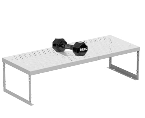 Stackable Expandable Metal Shelf Organizer - Adjustable Wire Storage Rack with Holes for Kitchen, Bathroom, Cabinet, Office - Space Saving, Durable & Sturdy Design（2PACKS/Medium/White - color: 2packs/Medium/White, size: Medium
