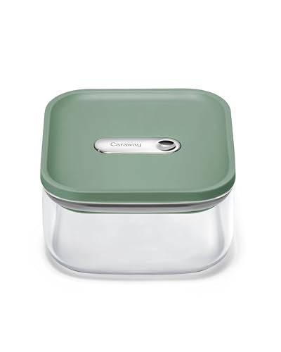 Caraway 1qt Glass Airtight Food Storage Container with Lid – Non-Toxic, BPA-Free Kitchen Storage Container – Stackable, Space-Saving Airtight Container for Dry Goods and More - Sage - color: Sage, size: 1qt Container