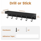 niffgaff Black Key Holder Wall Mount, Stainless Steel Self Adhesive Hooks Rack with Shelf, No Drill Key Hanger for Door and Wall - color: Black