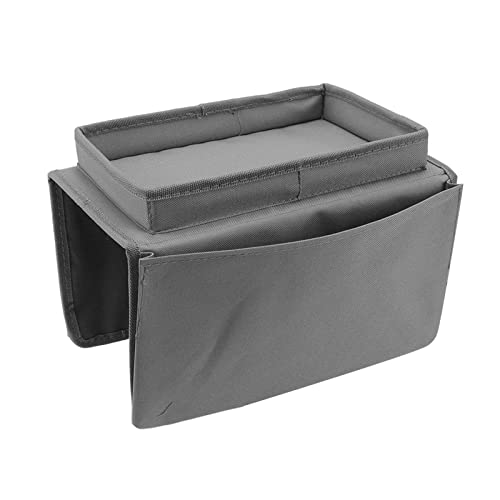 Sofa Tray Couch Arm Table Foldable Storage Holder with Large Tray and Side Pockets for Living Room Couch Organizer 600D Oxford Cloth (Gray) - color: Gray