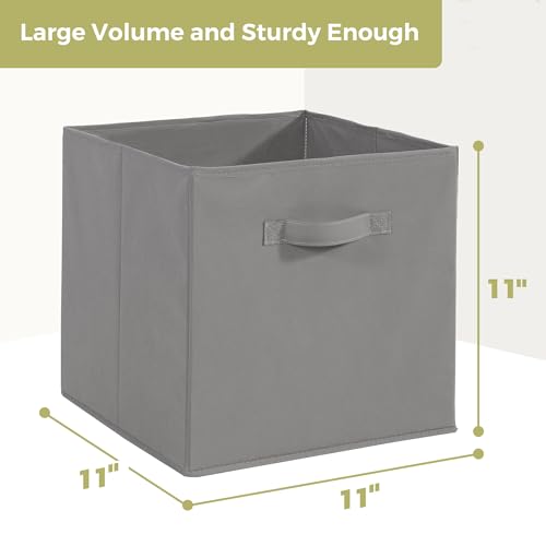 11x11 Storage Bins, Set of 8 Storage Cubes, Collapsible Cube Storage Box, Fabric Closet Organizers with Handles for Home, Office, Closet Shelf Cabinet, Bookcase, Grey - color: Grey, size: 8 Pack