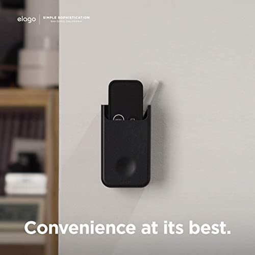 elago Universal Remote Holder Mount Compatible with Apple TV Remote and All Other Remote Controls - Adhesive Tape or Screw Mounting Options, Available Wired Charging [Medium] [Black] - color: Black, size: Medium