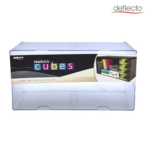 Deflecto Stackable Open Cube Organizer, Desk and Craft Organizer, Clear, Large, 6"W x 6"H x 12"D (350501) - style: Large Open Cube