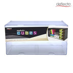Deflecto Stackable Open Cube Organizer, Desk and Craft Organizer, Clear, Large, 6"W x 6"H x 12"D (350501) - style: Large Open Cube