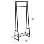 Amazon Basics 9 Hooks Coat Rack, Freestanding Entryway Shoe Bench with Metal 1-Tier Storage Shelf, Space Saving for Hallway and Bedroom, 13" D x 27.6" W x 69" H, Black