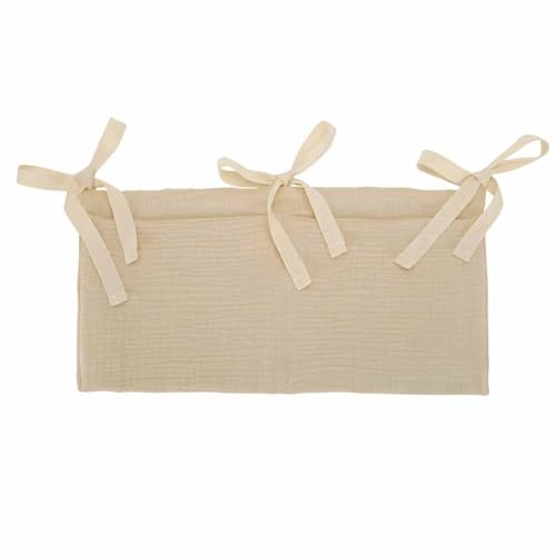 Cotton Baby Bedside Hanging Storage Bag,2 Pockets Organizer for Baby Cribs and Toys (Oatmeal) - color: Oatmeal
