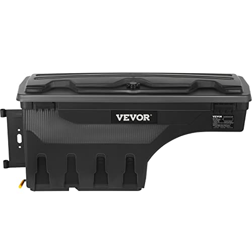 VEVOR Truck Bed Storage Box, Lockable Lid, Waterproof ABS Wheel Well Tool Box 6.6 Gal/20 L, Compatible with Chevrolet Silverado 1500 GMC Sierra 1500 2019-2020, Driver Side, Black - size: Driver Side, style: Chevrolet Silverado