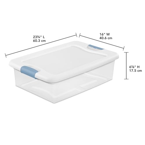 Sterilite 24-Pack Latching Box, Clear Plastic Under Bed Storage Bins with Lids, 32 Quart - Large Stackable Tote Organizer Containers for Closet, Bedroom, Bathroom, and Office Organization - size: 32 Quart, style: 24 Pack
